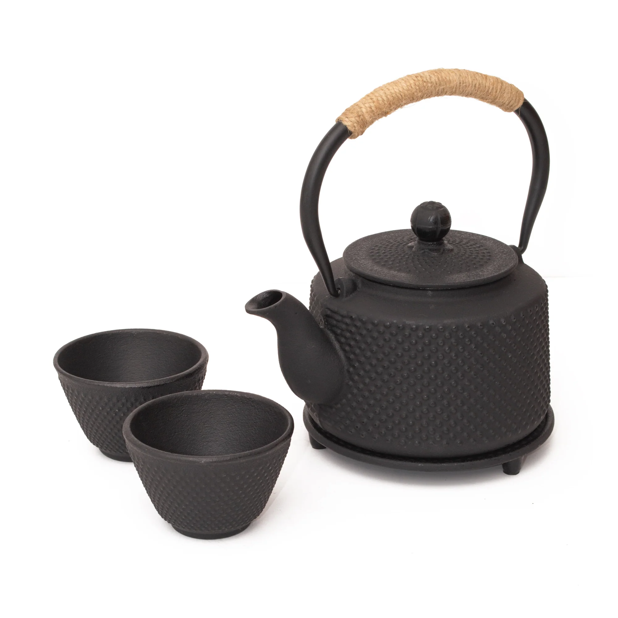 Juego De Té Sakura Fukuoka Hierro Fundido - Tetera 0,85 L + Base + 2 Cuencos De 120 Ml C/U