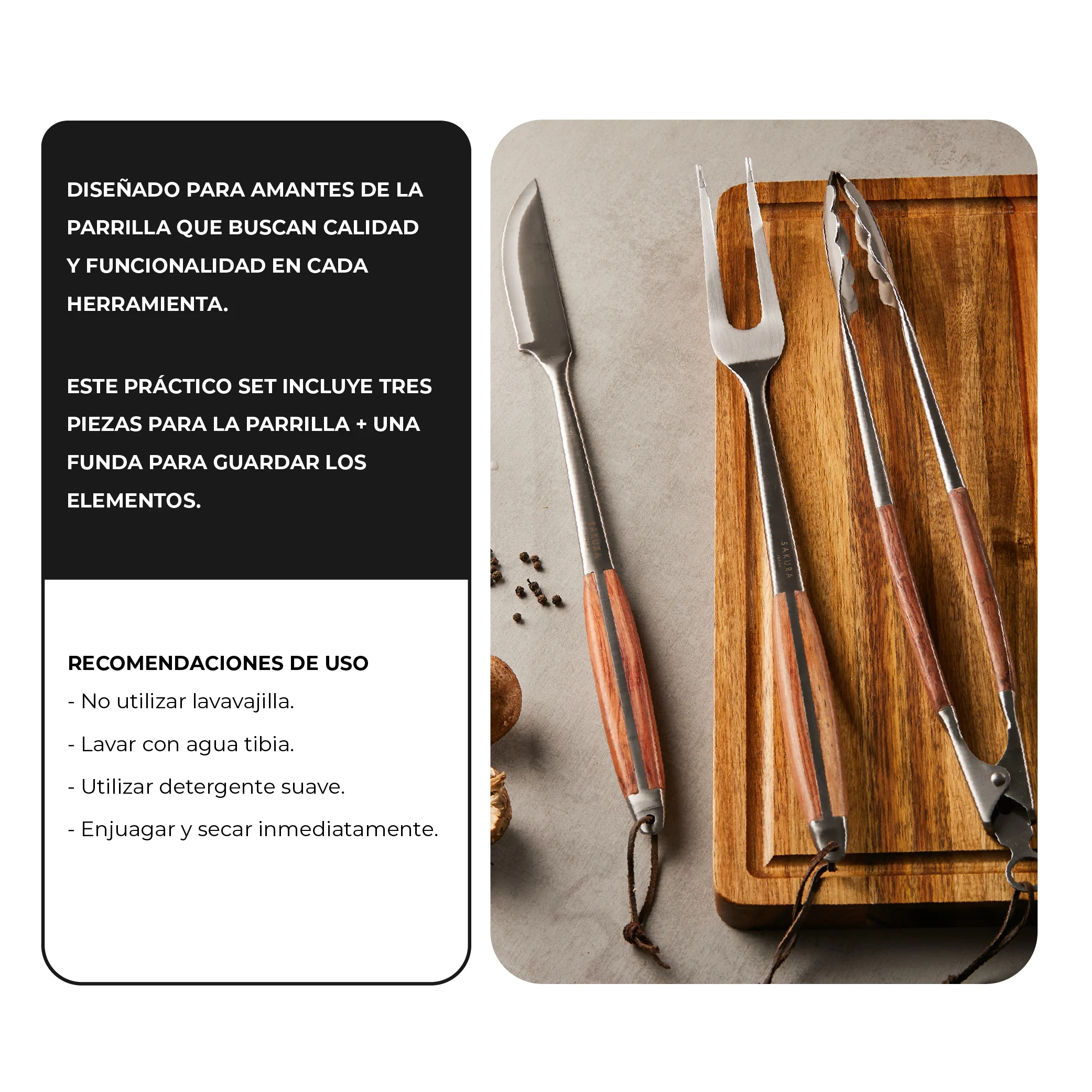 Sakura Grill Master Set - Kit Parrillero De Asado Sakura 3 Piezas + Funda - Image 5