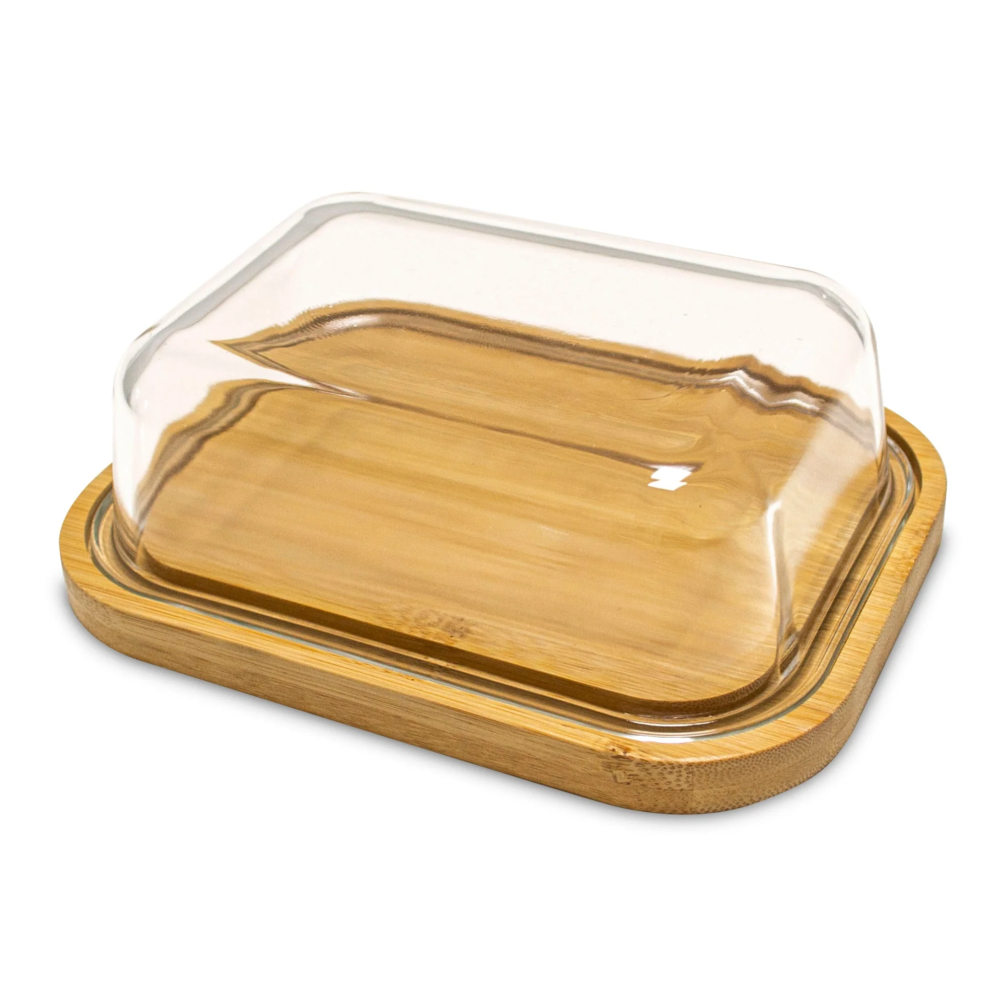 Mantequera Sakura De Vidrio Con Base De Bamboo - 100 Grs.