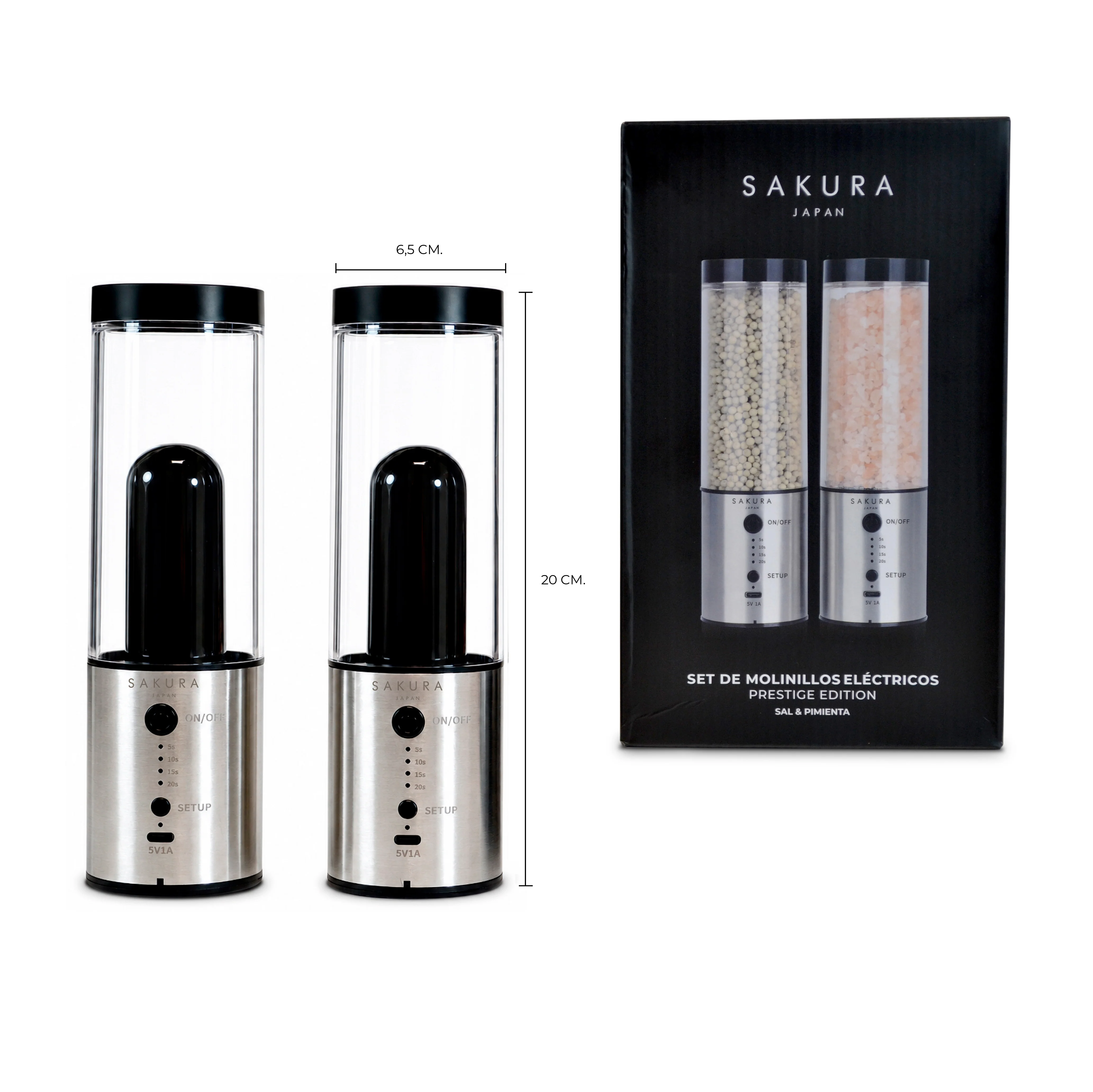 Set De Molinillo Sakura Prestige Eléctrico Para Sal Y Pimienta - Image 3