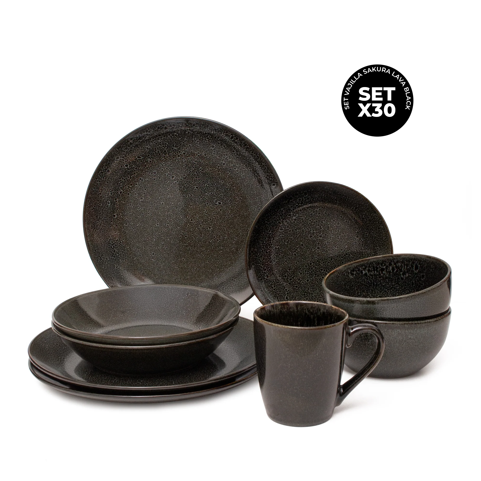 Set Vajilla Sakura Lava Black Reactive Glaze - Image 6