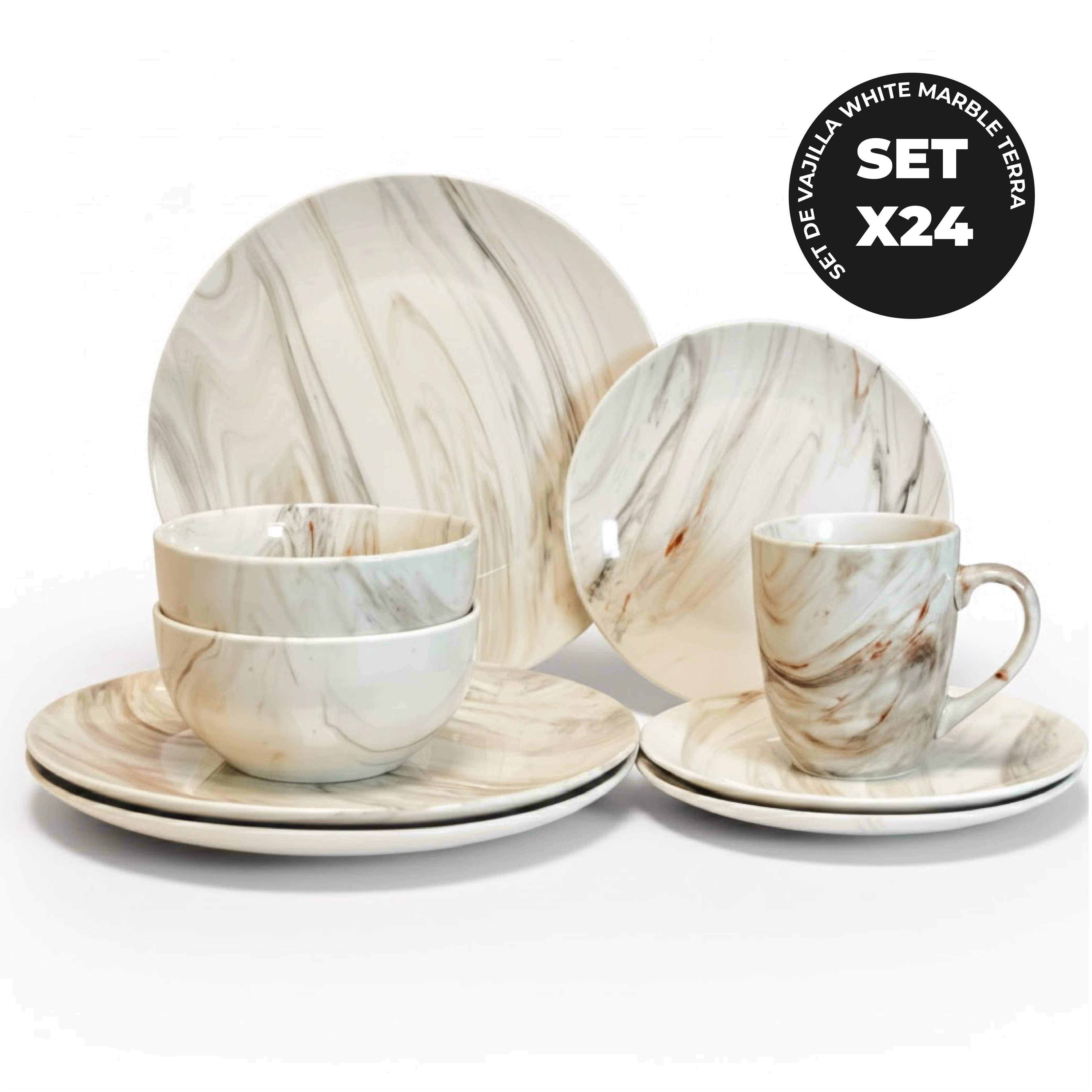 Set Vajilla Sakura White Marble Terra De Porcelana - Image 6