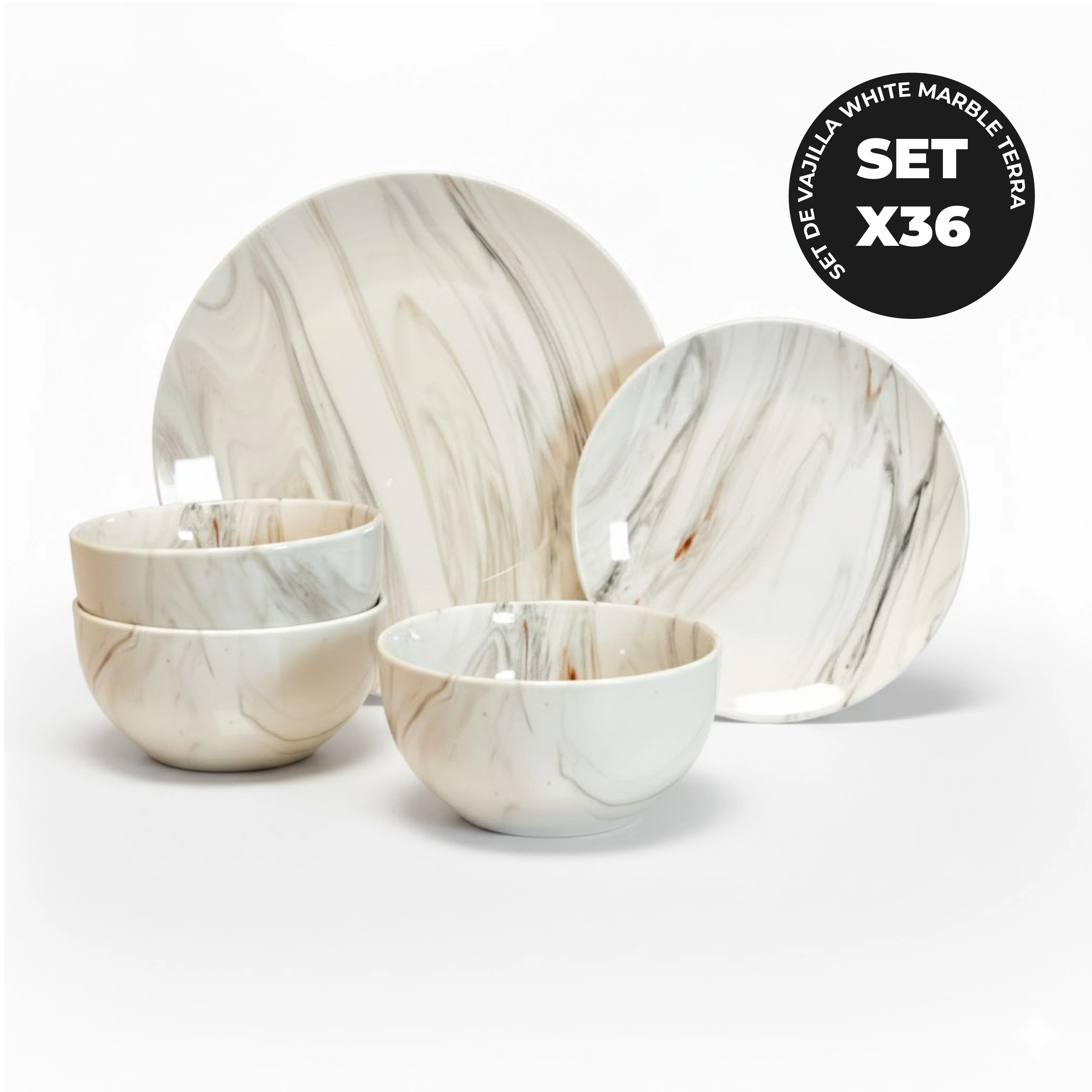 Set Vajilla Sakura White Marble Terra De Porcelana - Image 7